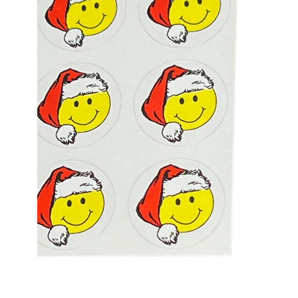 Santa Hat Smiley Face Stickers Sheet Of 15 For Crafting & Holiday Decoration - Picture 2 of 3